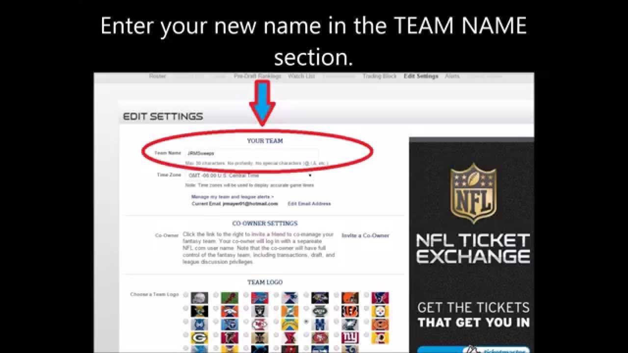 How to Change Team Name in Nfl Fantasy Football